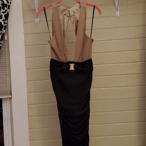 Plunging V Halter Cocktail Dress